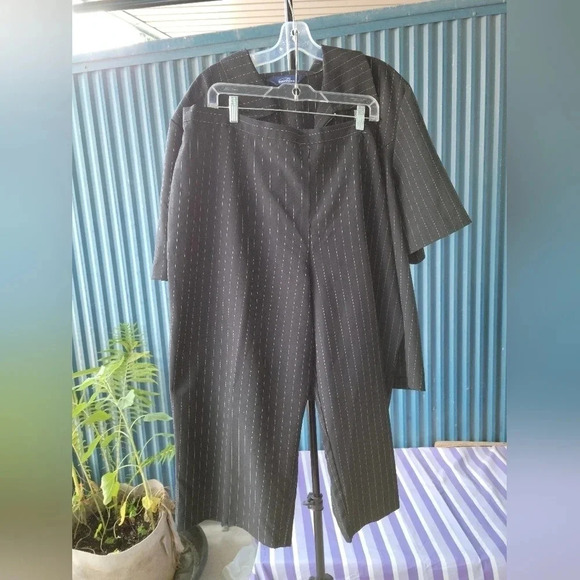 Penningtons Two Piece Pinstripe Pants and Short Sleeve Top Suit size  26 - Picture 4 of 16